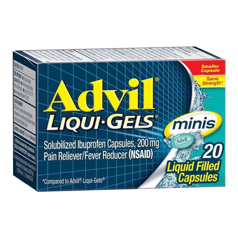 slide 1 of 9, Advil Pain Reliever/Fever Reducer Liqui-Gel Minis - Ibuprofen (NSAID) - 20ct, 20 ct