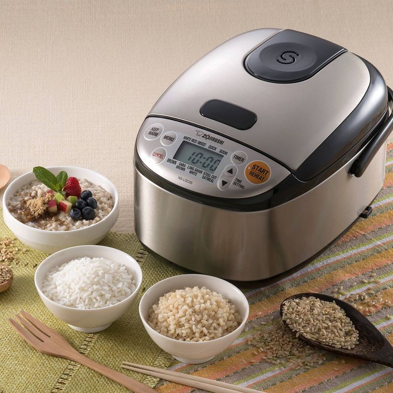 slide 2 of 10, Micom 3 Cup Rice Cooker & Warmer: Zojirushi, 8 Settings, Automatic Keep Warm, Nonstick, Timer, Light Silver, 450W, 1 ct