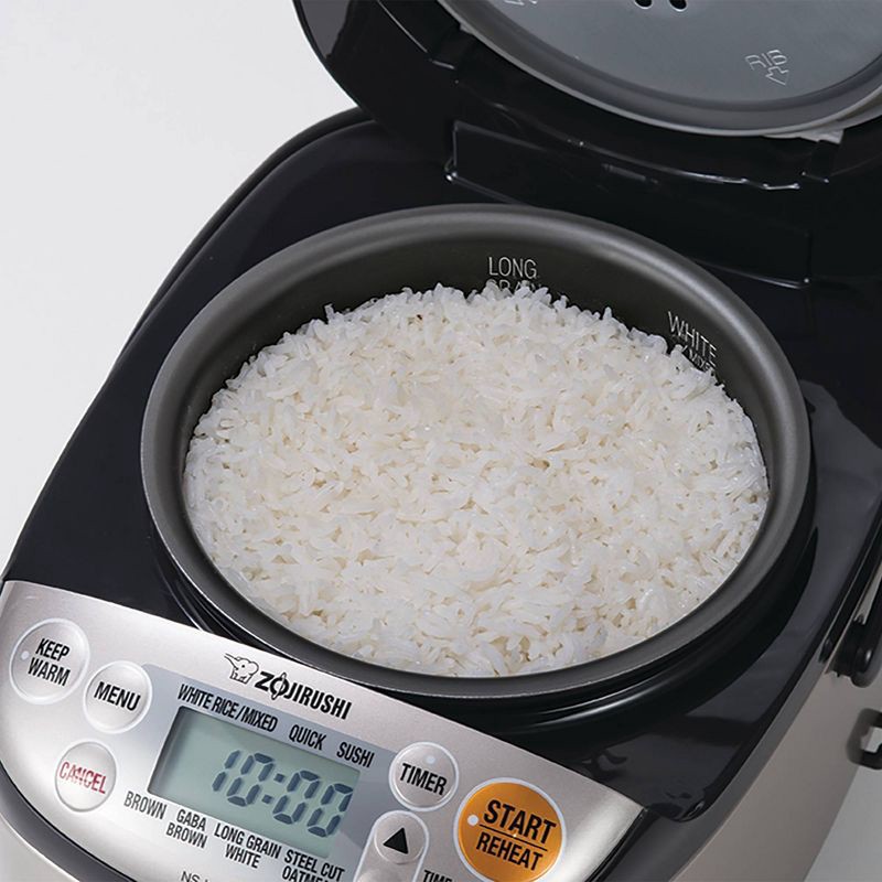 slide 10 of 10, Micom 3 Cup Rice Cooker & Warmer: Zojirushi, 8 Settings, Automatic Keep Warm, Nonstick, Timer, Light Silver, 450W, 1 ct