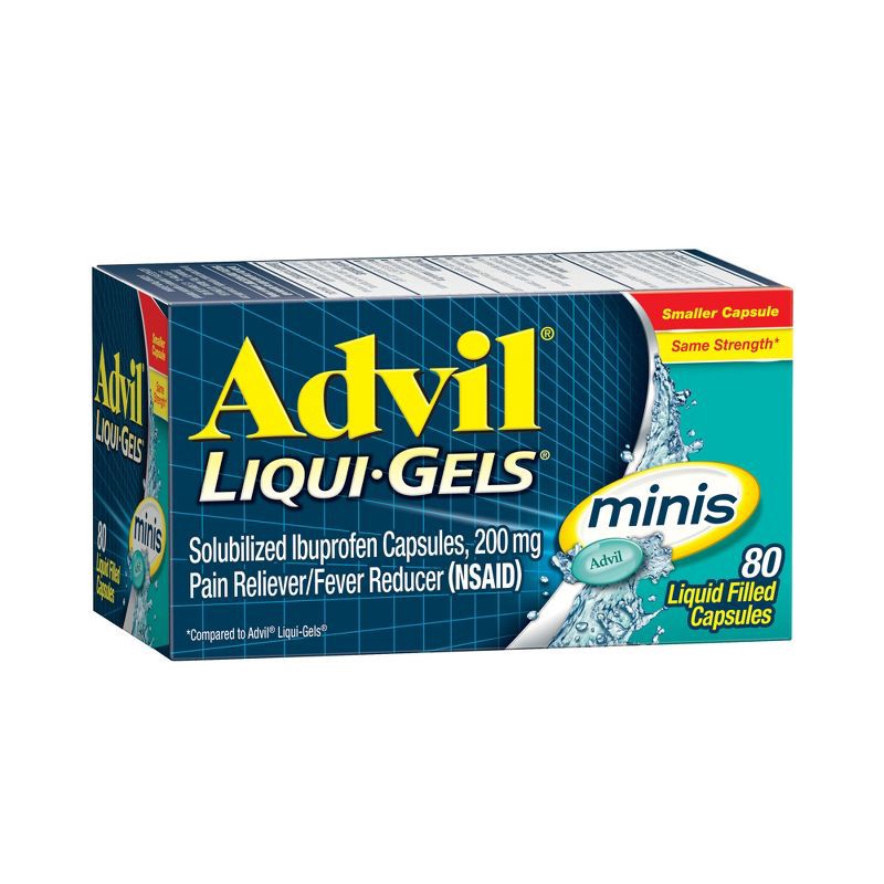 slide 1 of 9, Advil Liqui-Gel Minis Pain Reliever & Fever Reducer Gelcaps - Ibuprofen (NSAID) - 80ct, 80 ct