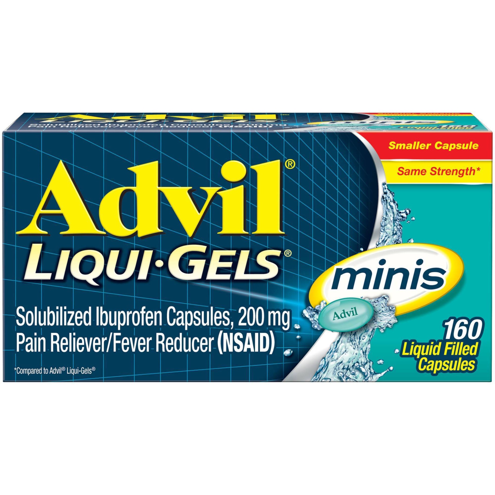 slide 1 of 9, Advil Pain Reliever/Fever Reducer Liqui-Gel Minis - Ibuprofen (NSAID) - 160ct, 160 ct