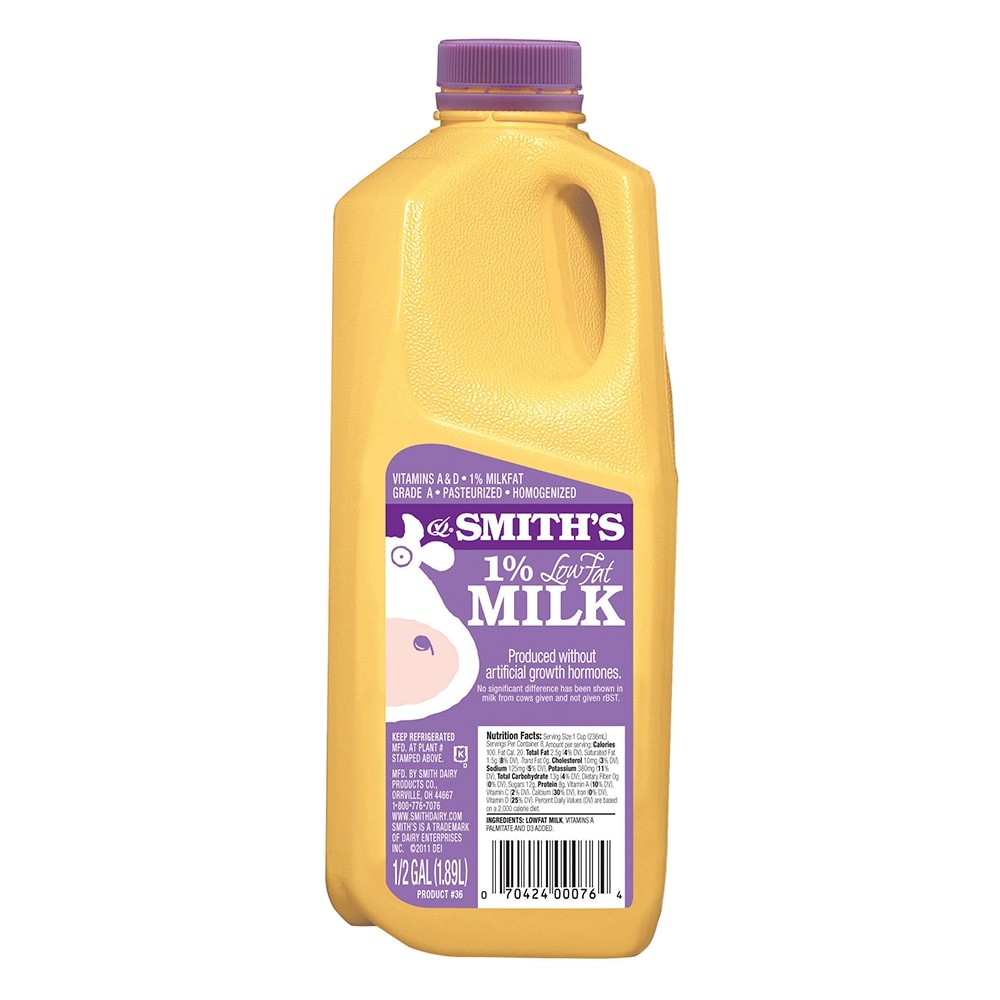 slide 1 of 1, Smith's 1% Milk Half Gallon, 12 gal