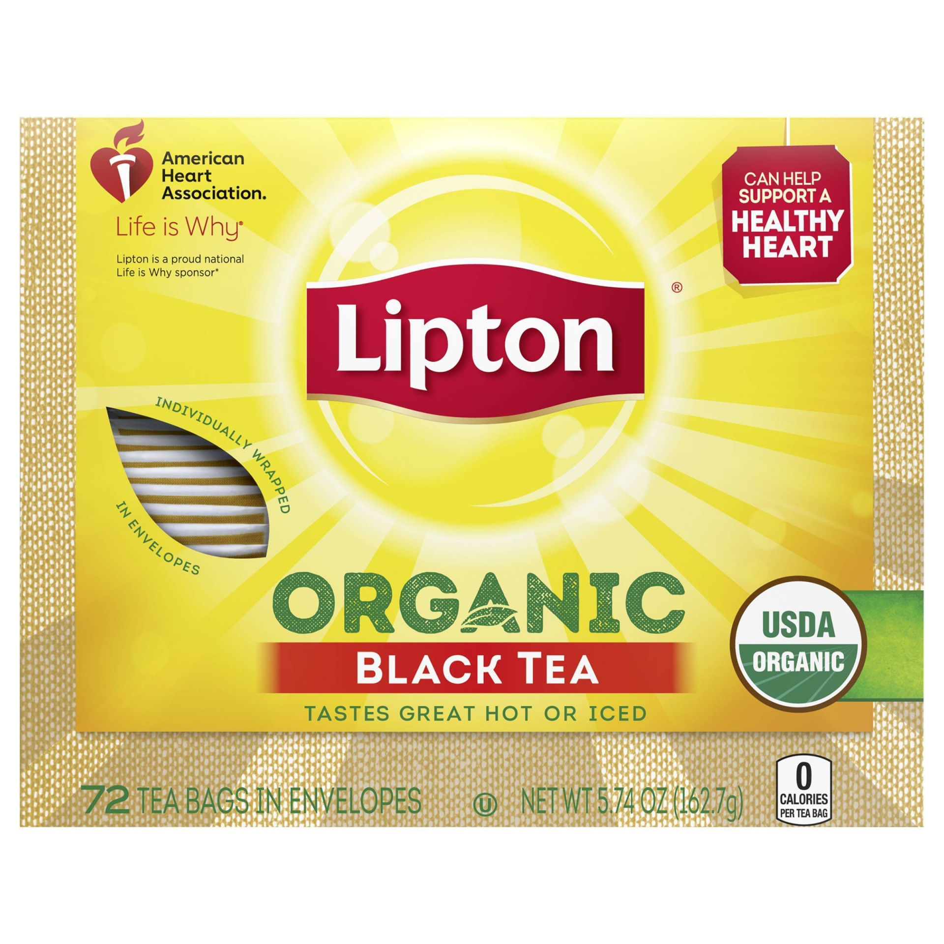 slide 1 of 5, Lipton Black Organic Tea Bags - 72ct, 72 ct