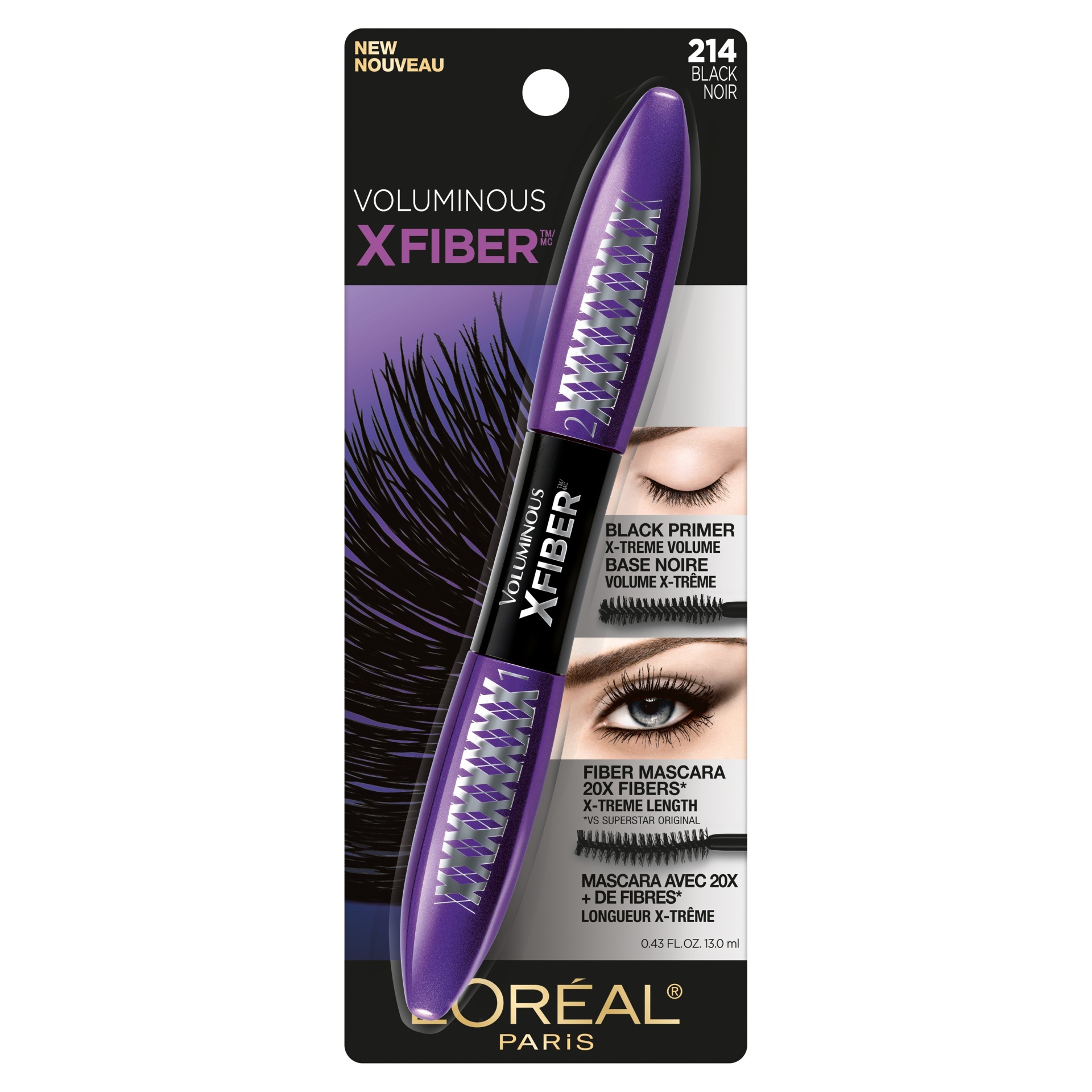 slide 1 of 2, L'Oréal Paris Voluminous X Fiber Washable Black Mascara, 0.43 fl oz