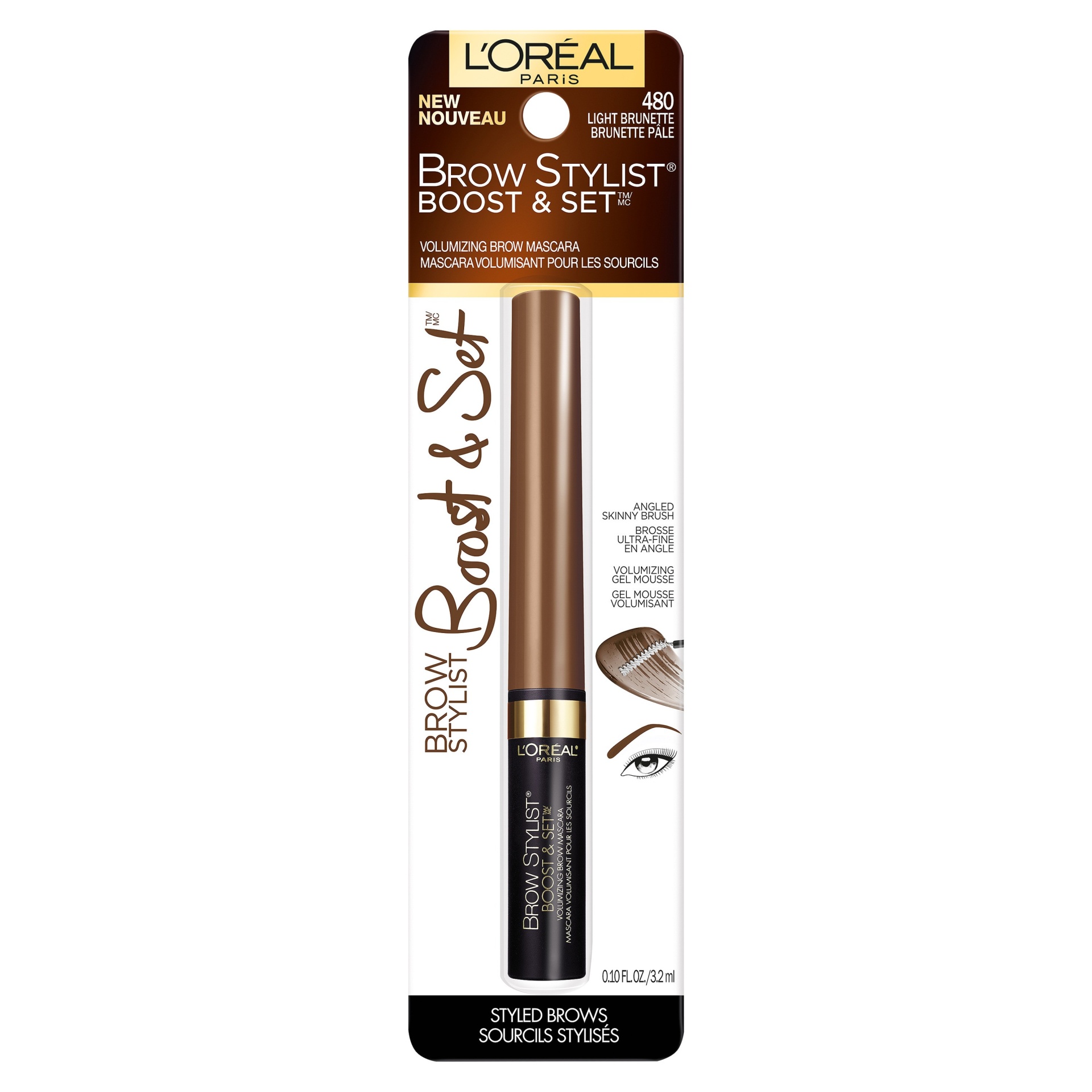 slide 1 of 5, L'Oreal Paris L'Oréal Paris Brow Stylist Boost & Set Brow Mascara - 490 Light Brunette - 0.10 fl oz, 0.1 fl oz
