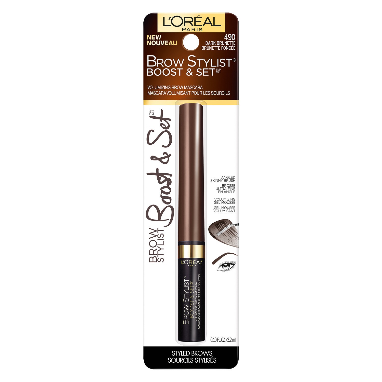 slide 1 of 5, L'Oreal Paris Brow Stylist Gel Mascara - 490 Dark Brunette - 0.10 fl oz, 0.1 fl oz