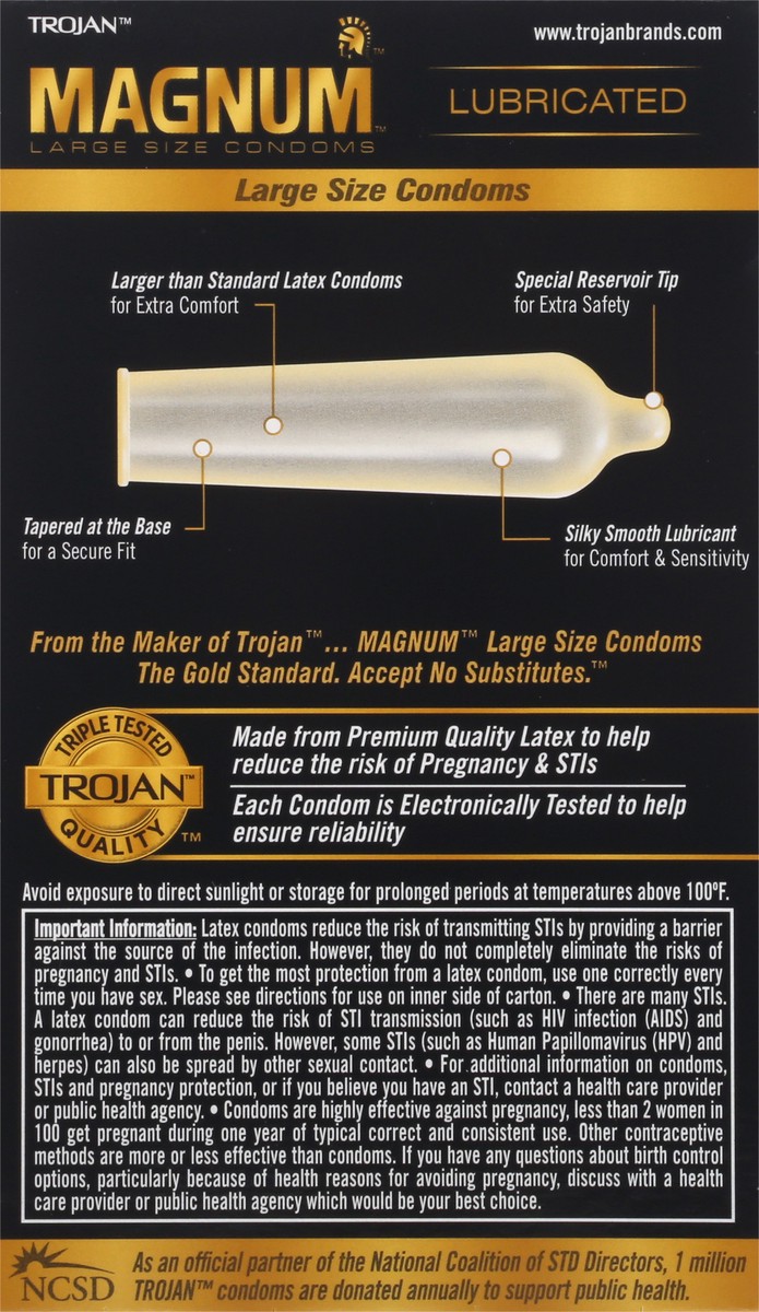 slide 7 of 8, Trojan Magnum Large Size Lubricated Condoms - 12ct, 12 ct