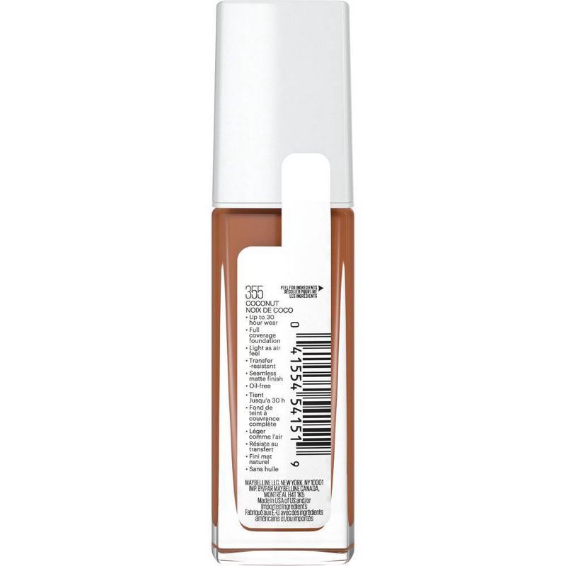 slide 5 of 7, Maybelline Super Stay Full Coverage Liquid Foundation - 355 Coconut - 1 fl oz, 1 fl oz