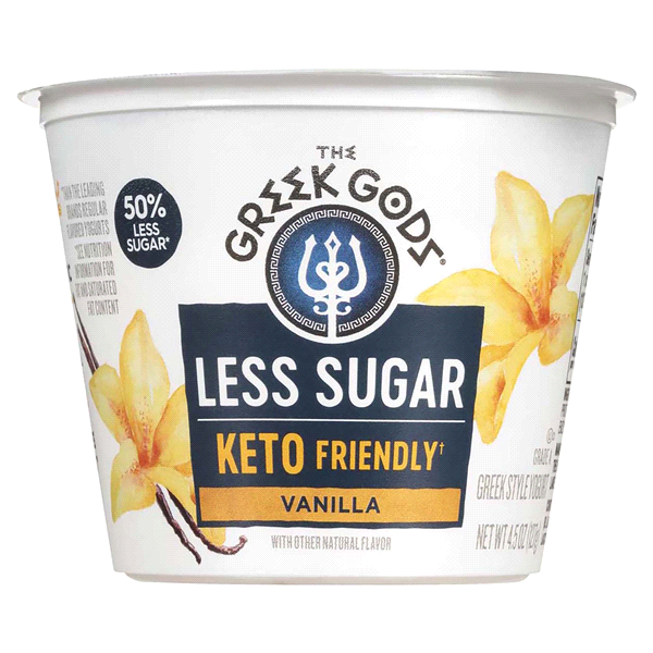 slide 1 of 1, The Greek Gods Greek Gods Yogurt Less Sugar Keto Vanilla Greek Style Yogurt, 4.5 oz