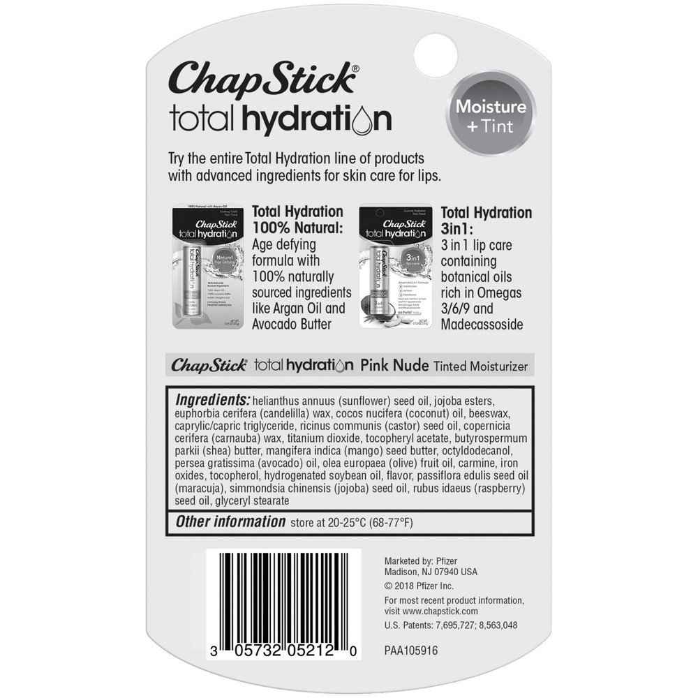 slide 7 of 7, Chapstick Total Hydration Tinted Lip Balm - Pink Nude, 0.12 oz