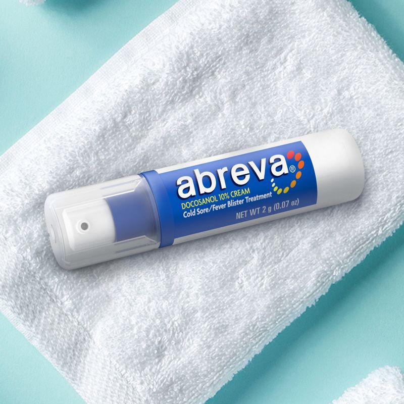slide 2 of 9, Abreva Docosanol 10% Cream Cold Sore/Fever Blister Treatment Tube - 0.14oz, 0.14 oz