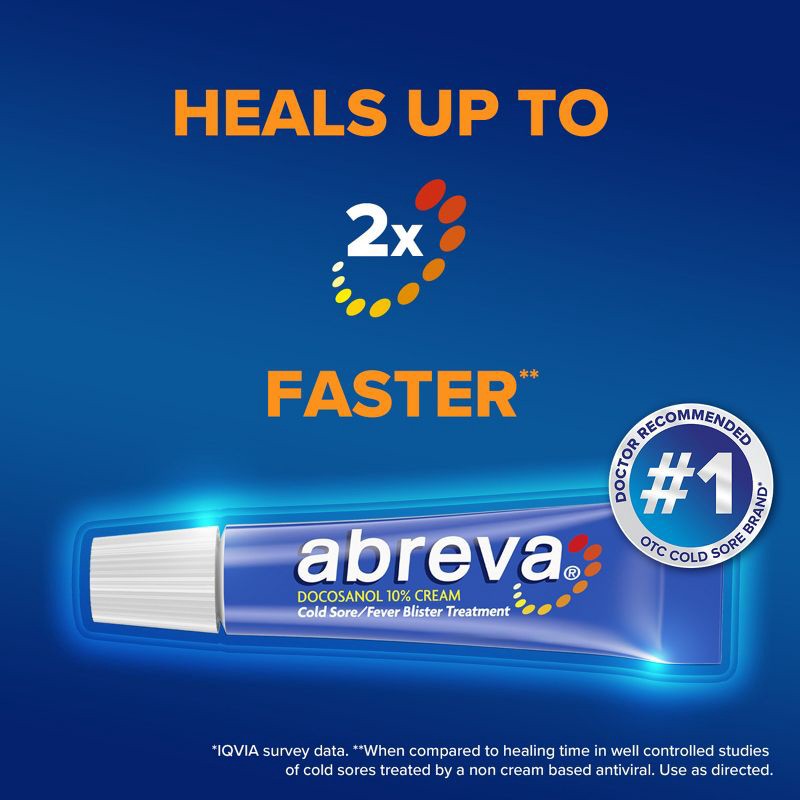 slide 6 of 10, Abreva Docosanol 10% Cream Cold Sore/Fever Blister Treatment Tube - 0.14oz, 0.14 oz