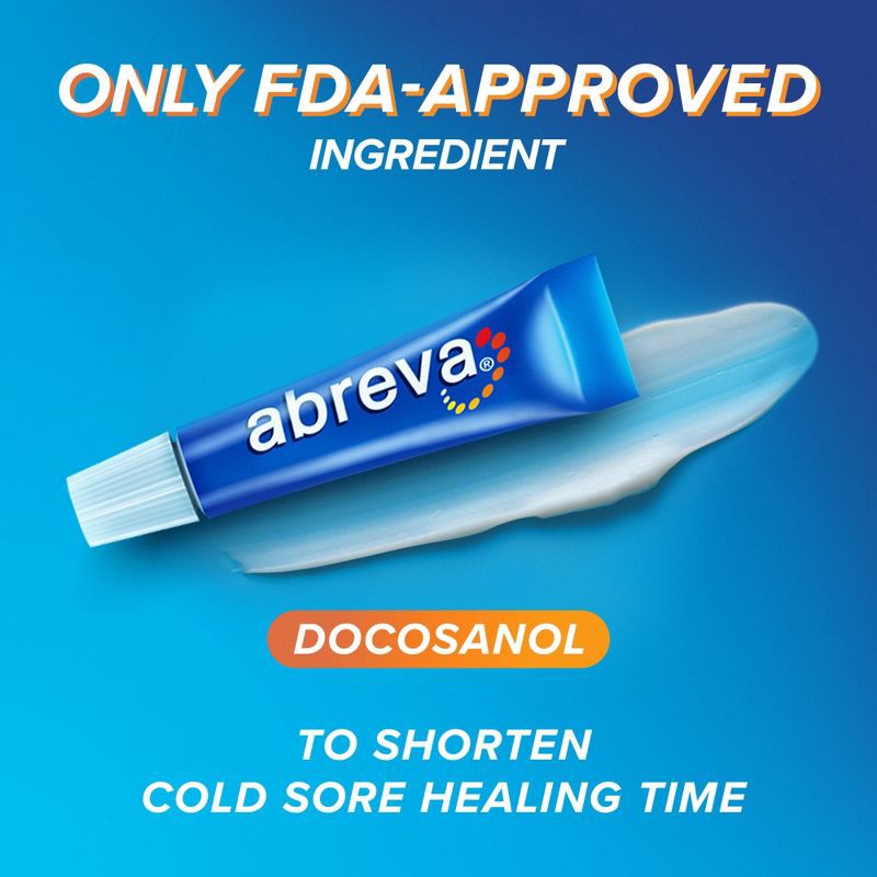 slide 6 of 9, Abreva Docosanol 10% Cream Cold Sore/Fever Blister Treatment Tube - 0.14oz, 0.14 oz
