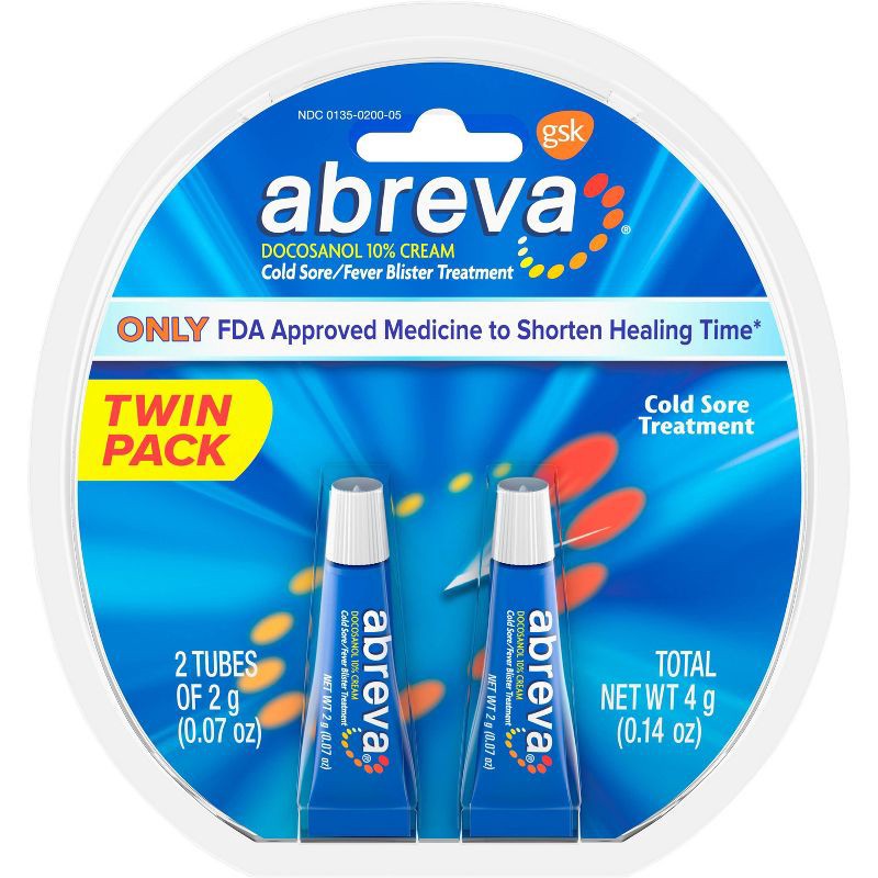 slide 1 of 10, Abreva Docosanol 10% Cream Cold Sore/Fever Blister Treatment Tube - 0.14oz, 0.14 oz
