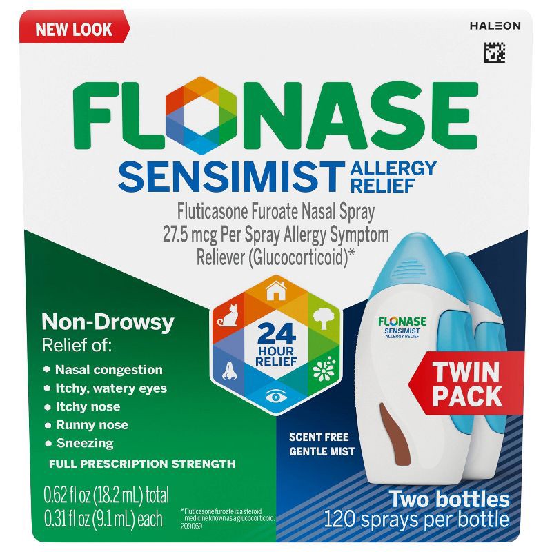 slide 1 of 7, Flonase Sensimist 24-Hour Allergy Relief Nasal Spray - Fluticasone Furoate - 0.31 fl oz/2pk, 0.31 fl oz, 2 ct