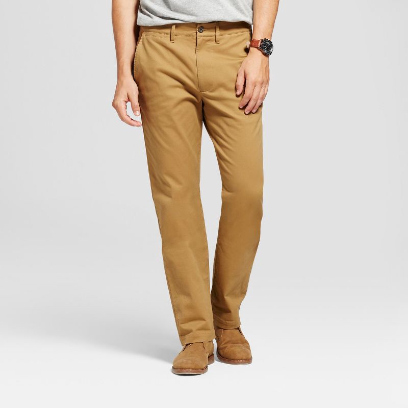 slide 2 of 3, Men's Every Wear Straight Fit Chino Pants - Goodfellow & Co™ Dapper Brown 34x30: Cotton Spandex, Mid Rise, 1 ct