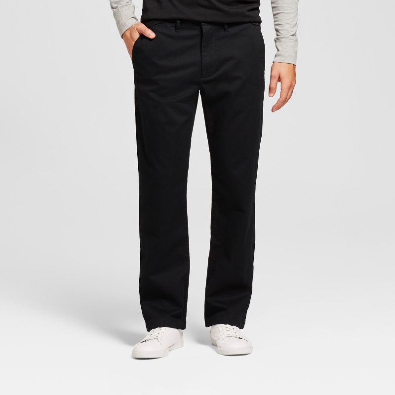 slide 2 of 3, Men's Every Wear Straight Fit Chino Pants - Goodfellow & Co™ Black 30x30: Cotton Spandex, Mid Rise, 1 ct