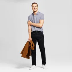 Men's Every Wear Straight Fit Chino Pants - Goodfellow & Co™ Black 38x32: Cotton Spandex Blend