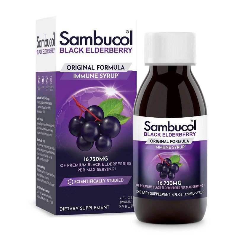 slide 1 of 7, Sambucol Black Elderberry Vegan Immune Support Syrup - 4 fl oz, 4 fl oz