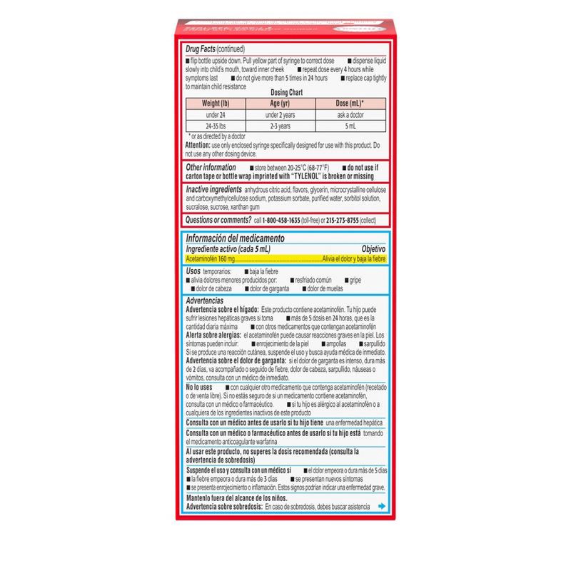 slide 2 of 9, Infants' Tylenol Pain & Fever Reducer Liquid - Acetaminophen - Dye-Free Cherry - 2 fl oz, 2 fl oz