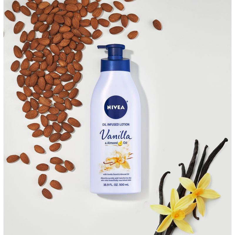 slide 4 of 8, Nivea Oil Infused Body Lotion with Vanilla and Almond Oil - 16.9 fl oz, 16.9 fl oz