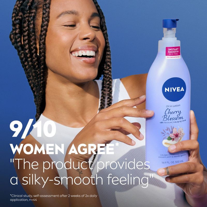 slide 8 of 11, Nivea Oil Infused Body Lotion with Cherry Blossom and Jojoba Oil - 16.9 fl oz, 16.9 fl oz