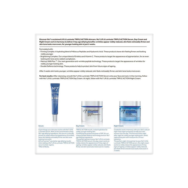slide 4 of 9, No7 Lift & Luminate Triple Action 3-Piece Skincare System - 3ct, 3 ct
