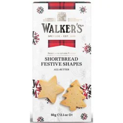 Walkers Shortbread Festive Holiday Shapes Pure Butter Cookies - 2.1oz