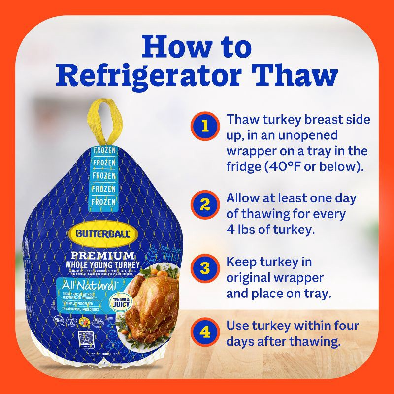 slide 5 of 11, Butterball Premium All Natural Young Turkey - Frozen - 10-16lbs - price per lb - Serves 7-11, per lb