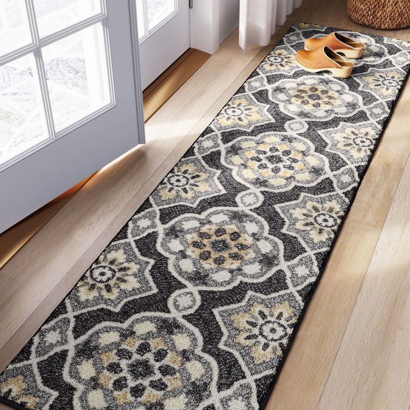 slide 3 of 3, 2'x7' Washable Rowena Runner Rug Charcoal Gray - Threshold™: Skid-Resistant, Stain-Resistant, Indoor Carpet Runner, 1 ct