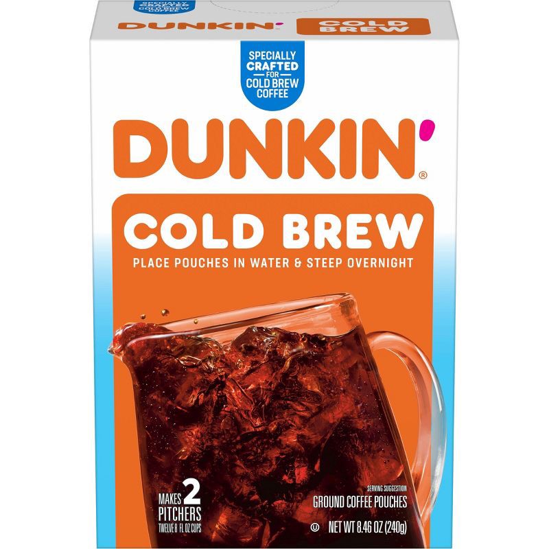 slide 1 of 5, Dunkin' Donuts Dunkin' Cold Brew Medium Roast Ground Coffee Packs - 8.46oz, 8.46 oz