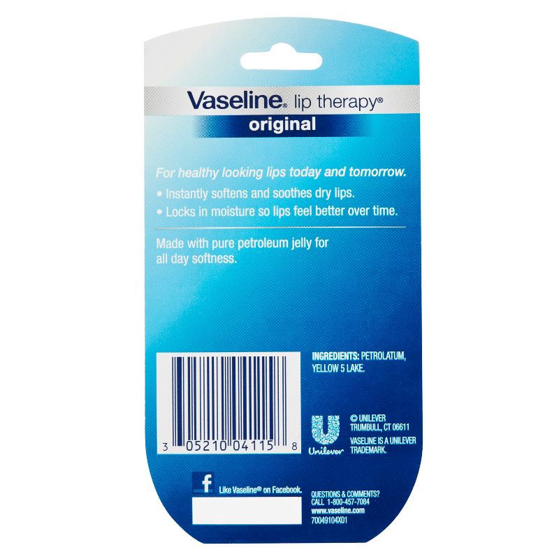 slide 2 of 3, Vaseline Lip Therapy Fragrance free Original Twin Pack - 2ct/0.5oz, 2 ct; 0.5 oz