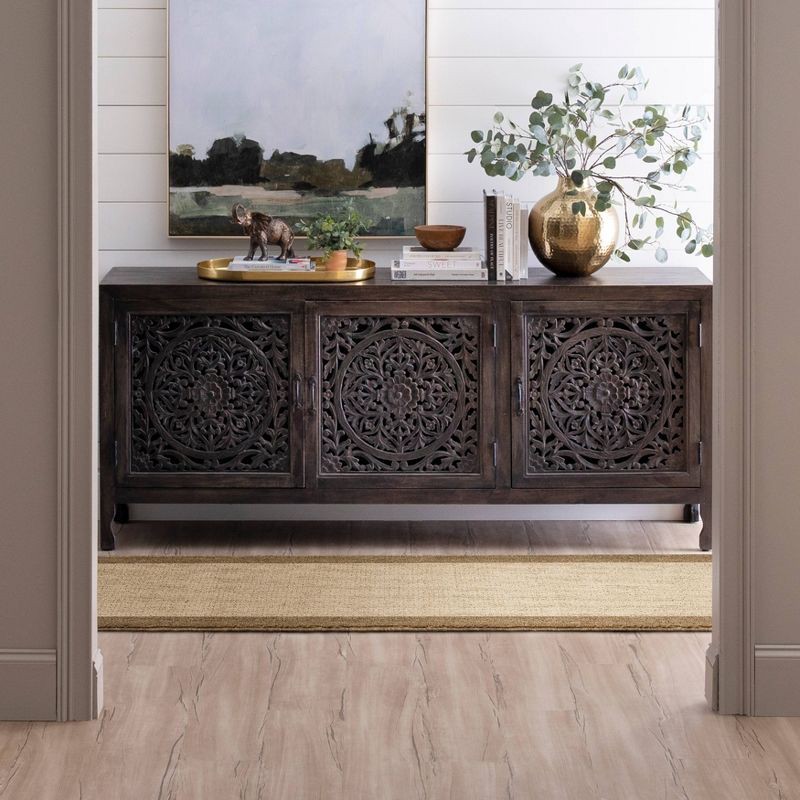 slide 4 of 5, 2'x7' Washable Madison Boarder Tufted Runner Rug Tan - Threshold™, 1 ct