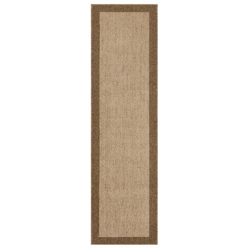 slide 1 of 5, 2'x7' Washable Madison Boarder Tufted Runner Rug Tan - Threshold™, 1 ct