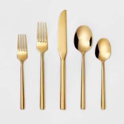 5pc Stainless Steel Izon Mirror Flatware Set Gold - Project 62