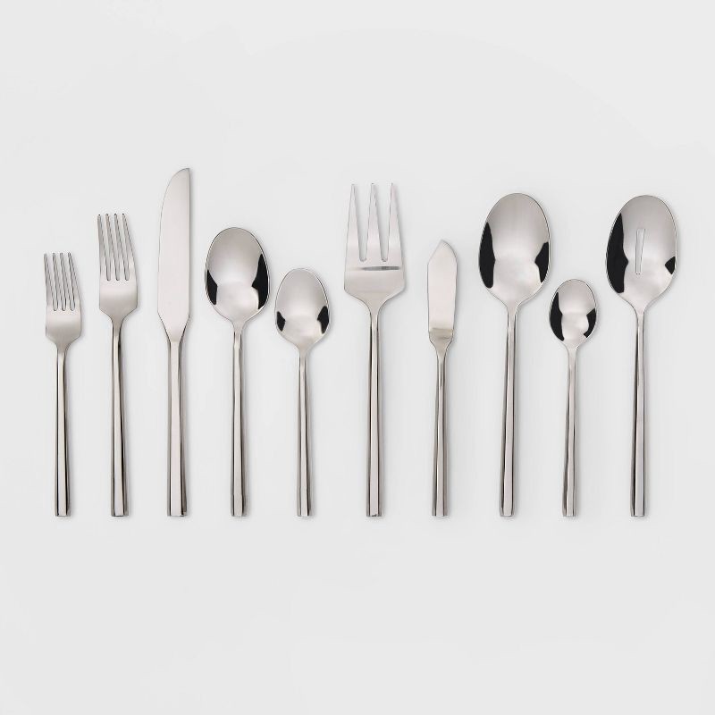 slide 1 of 3, 45pc Izon Flatware Set Silver - Threshold™: Modern Stainless Steel Silverware, Service for 8, Dishwasher-Safe, 45 ct