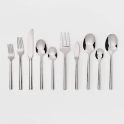45pc Izon Flatware Set Silver - Threshold™: Modern Stainless Steel Silverware, Service for 8, Dishwasher-Safe