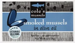 Cole's Mussels in Olive Oil Smoked Mussels - 4 oz