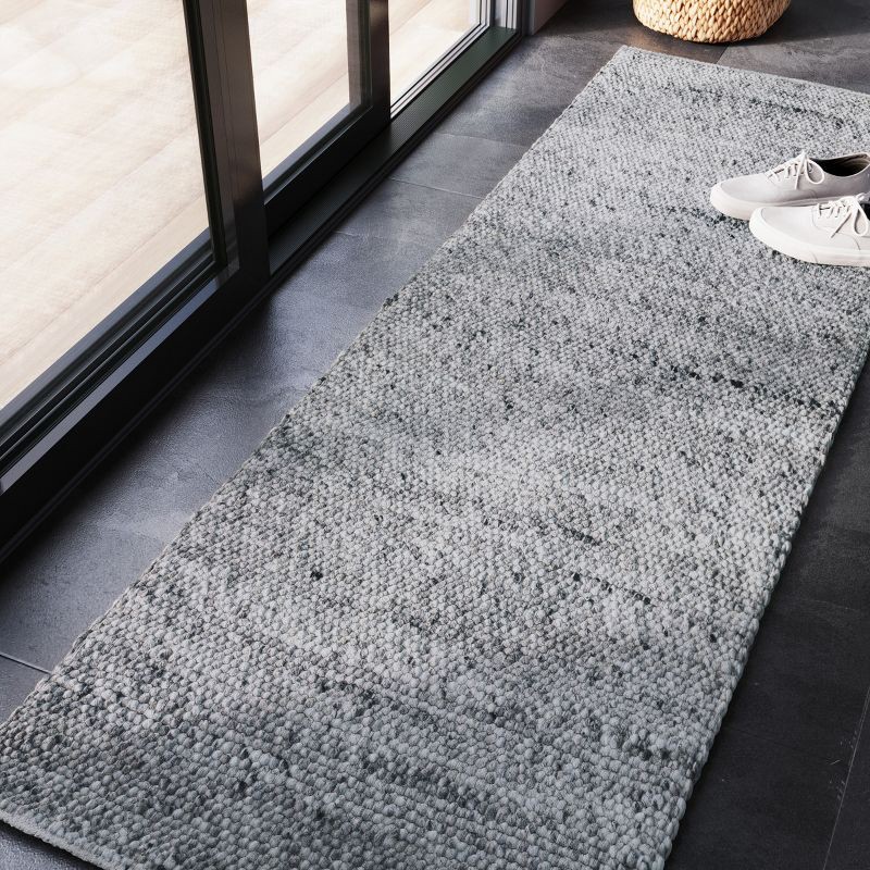 slide 3 of 4, 2'3"x7' Chunky Knit Wool Woven Rug Gray - Threshold™: Handmade Indoor Runner, Cotton Backing, 1 ct