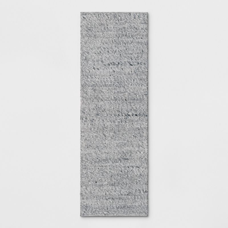 slide 1 of 4, 2'3"x7' Chunky Knit Wool Woven Rug Gray - Threshold™: Handmade Indoor Runner, Cotton Backing, 1 ct