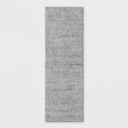 2'3"x7' Chunky Knit Wool Woven Rug Gray - Threshold™: Handmade Indoor Runner, Cotton Backing