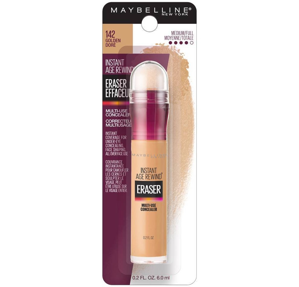 slide 4 of 8, Maybelline Instant Age Rewind Multi-Use Dark Circles Concealer Medium to Full Coverage - 142 Golden - 0.2 fl oz, 1 ct