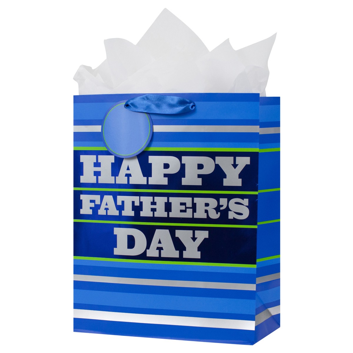 slide 4 of 4, Hallmark 13" Large Father's Day Gift Bag with Tissue Paper (Blue Stripes), 1 ea