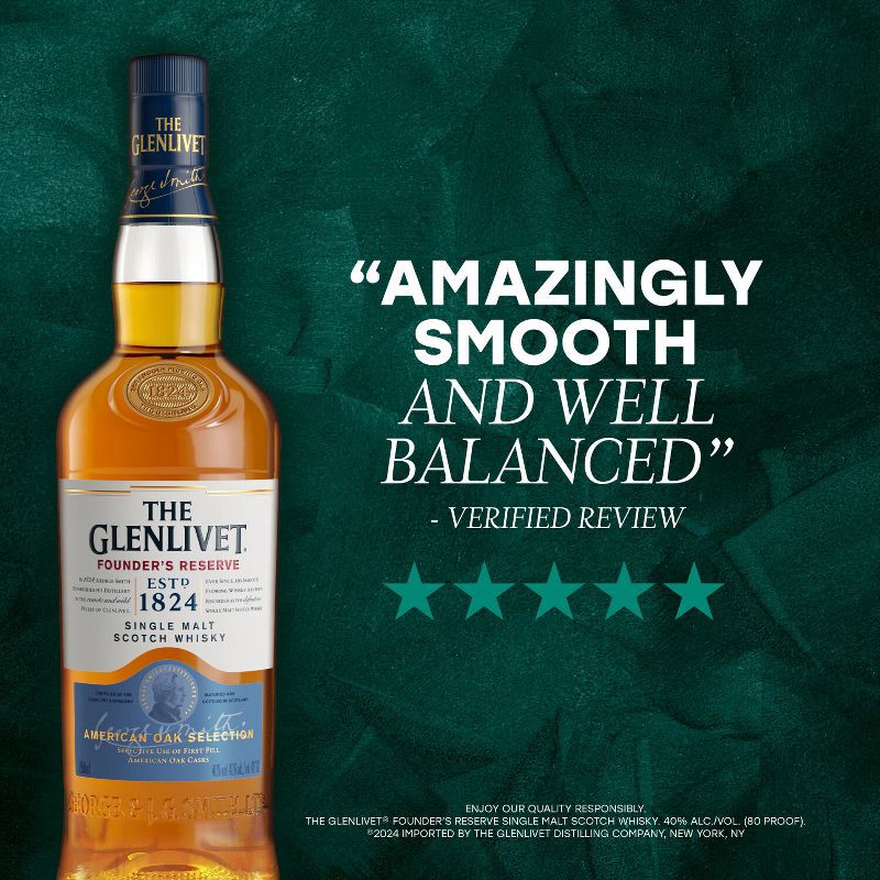 slide 3 of 6, The Glenlivet Glenlivet Founder's Reserve Scotch Whisky - 750ml Bottle, 750 ml