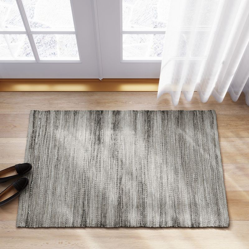 slide 3 of 3, 2'6"x4' Woven Accent Rug Gray - Threshold™: Handmade Rectangle, Multi-Stripe, Jute & Cotton, Indoor Use, 1 ct