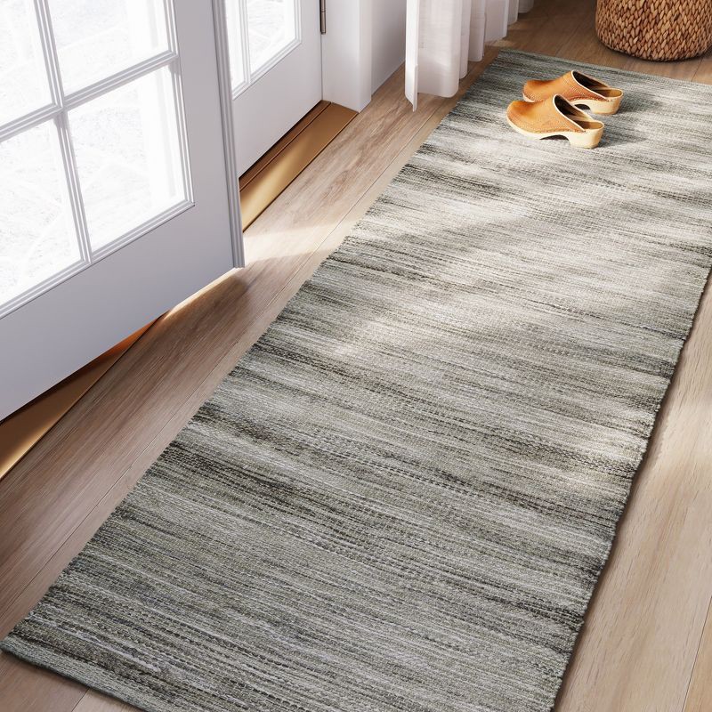 slide 3 of 3, 2'4"x7' Runner Woven Rug Gray - Threshold™: Handmade Multi-Stripe Flat Pile, Jute & Cotton, Indoor Traditional Decor, 1 ct