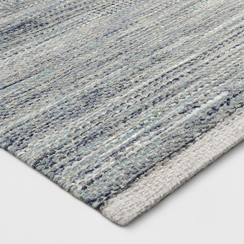 slide 2 of 3, 2'4"x7' Woven Runner Rug Indigo - Threshold™: Handmade Multi-Stripe Flat Pile, Jute & Cotton, Indoor Use, 1 ct