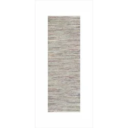 2'4"x7' Runner Woven Rug Natural - Threshold™: Handmade Multi-Stripe Jute & Cotton Flat Pile Indoor Decor