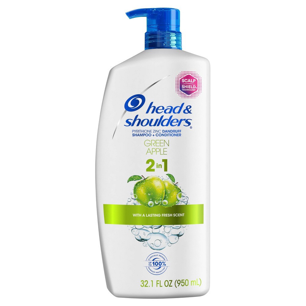 slide 2 of 5, Head & Shoulders Green Apple Anti-Dandruff Paraben-Free 2-In-1 Shampoo and Conditioner - 32.1 fl oz, 32.1 fl oz