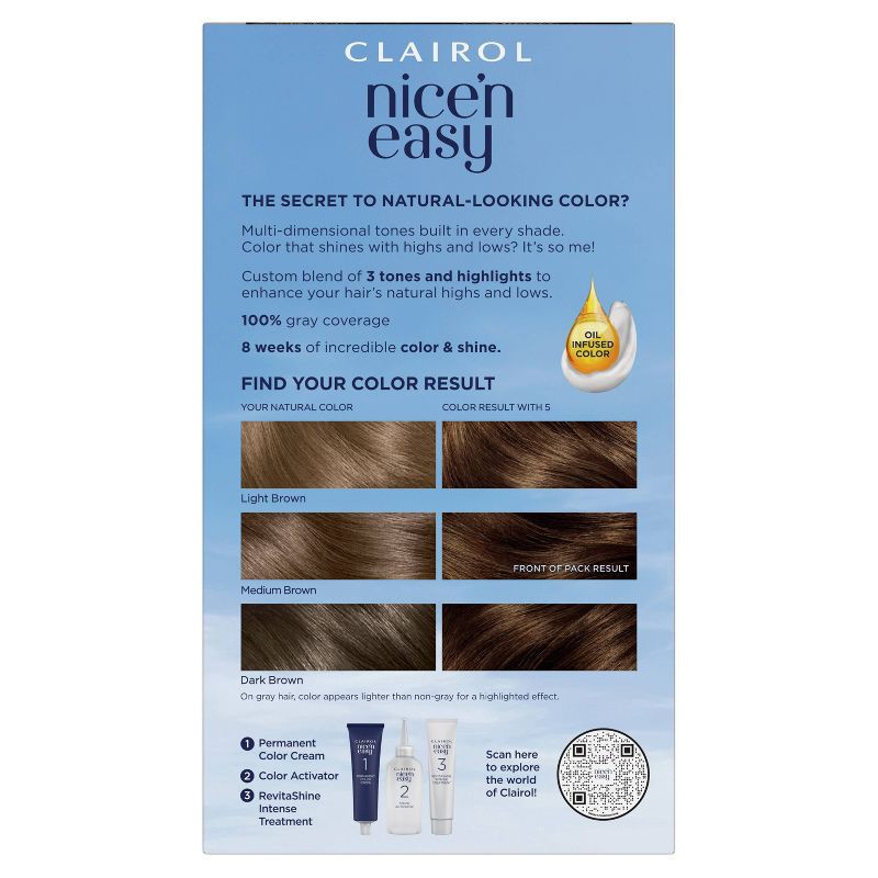 slide 2 of 12, Clairol Nice'n Easy Permanent Hair Color Cream Kit - 5 Medium Brown, 1 ct